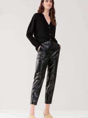 PANTALON TEXTURE TAILLE HAUTE NOIR