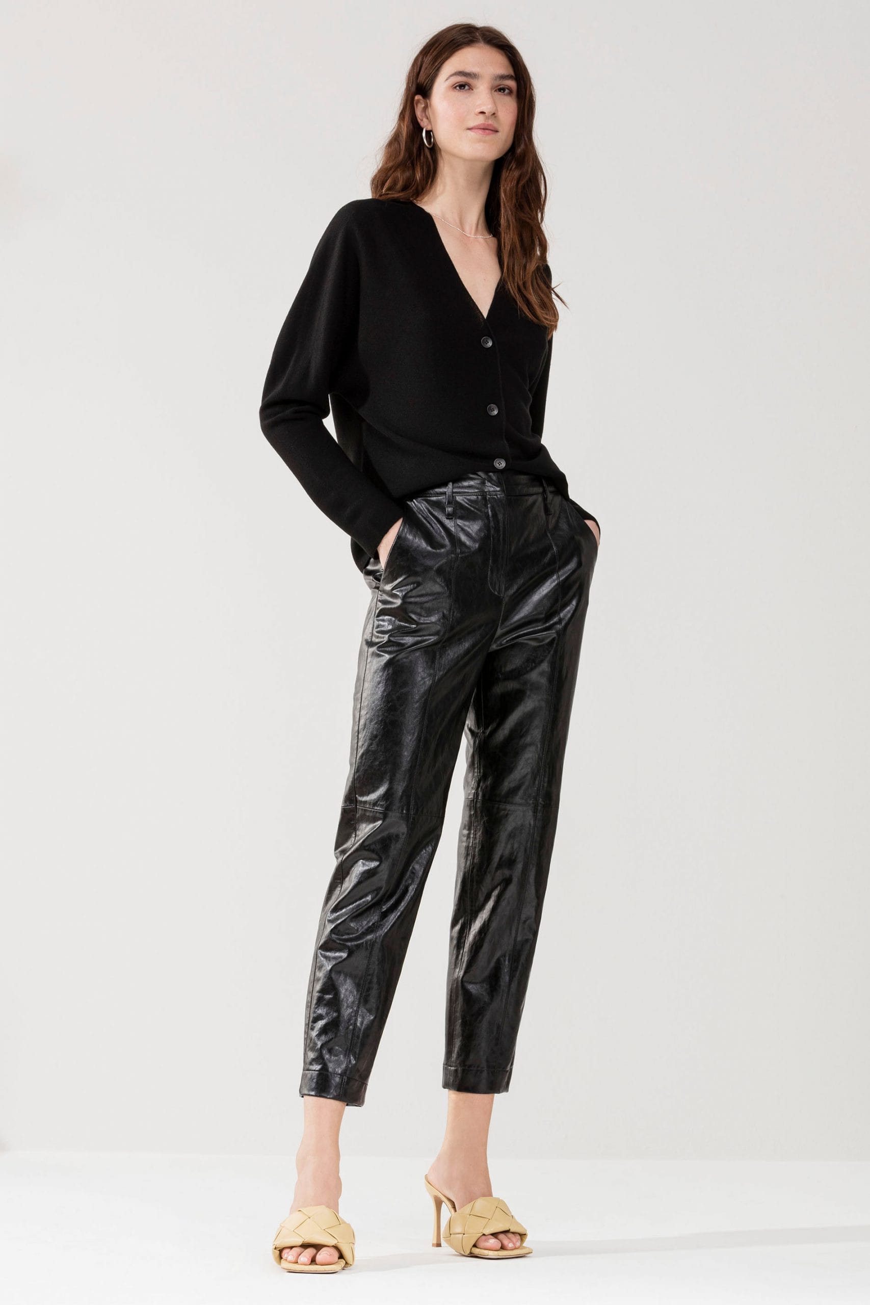 PANTALON TEXTURE TAILLE HAUTE NOIR