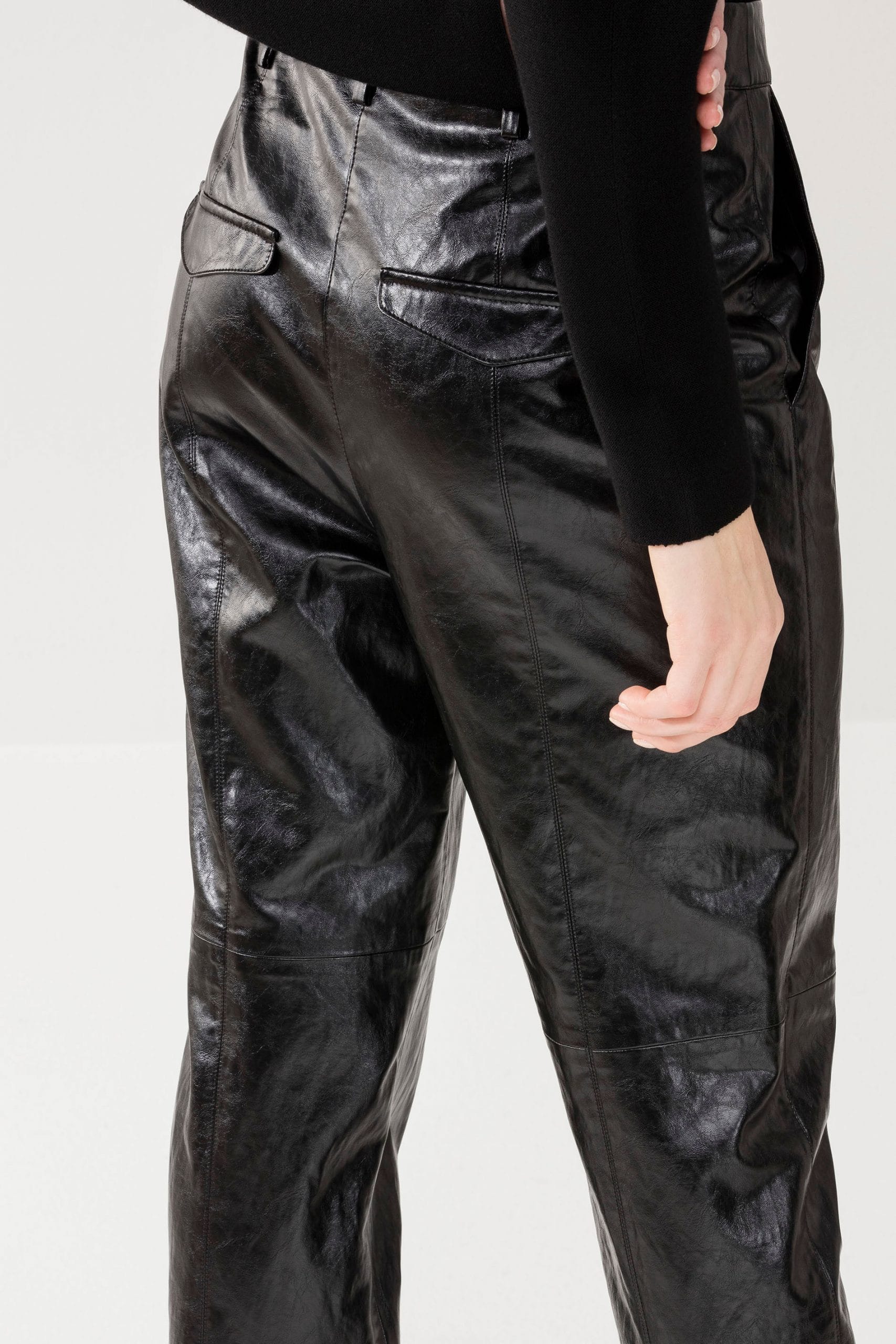 PANTALON TEXTURE TAILLE HAUTE NOIR – Image 4