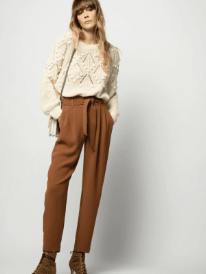 PANTALON COGNAC CAROTTE FLUIDE