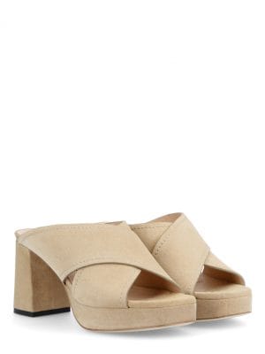 MULES JULIETTE CUIR VELOURS POUDRE