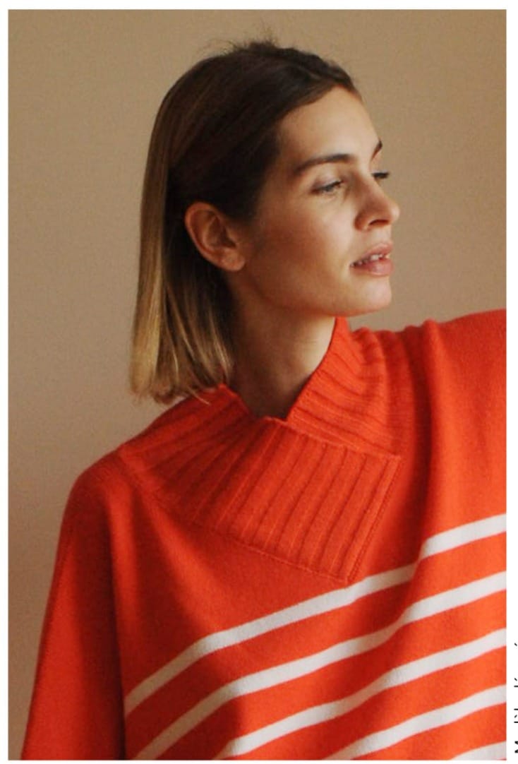 PULL ORANGE RAYE COL V A COTES BRETAGNA – Image 3