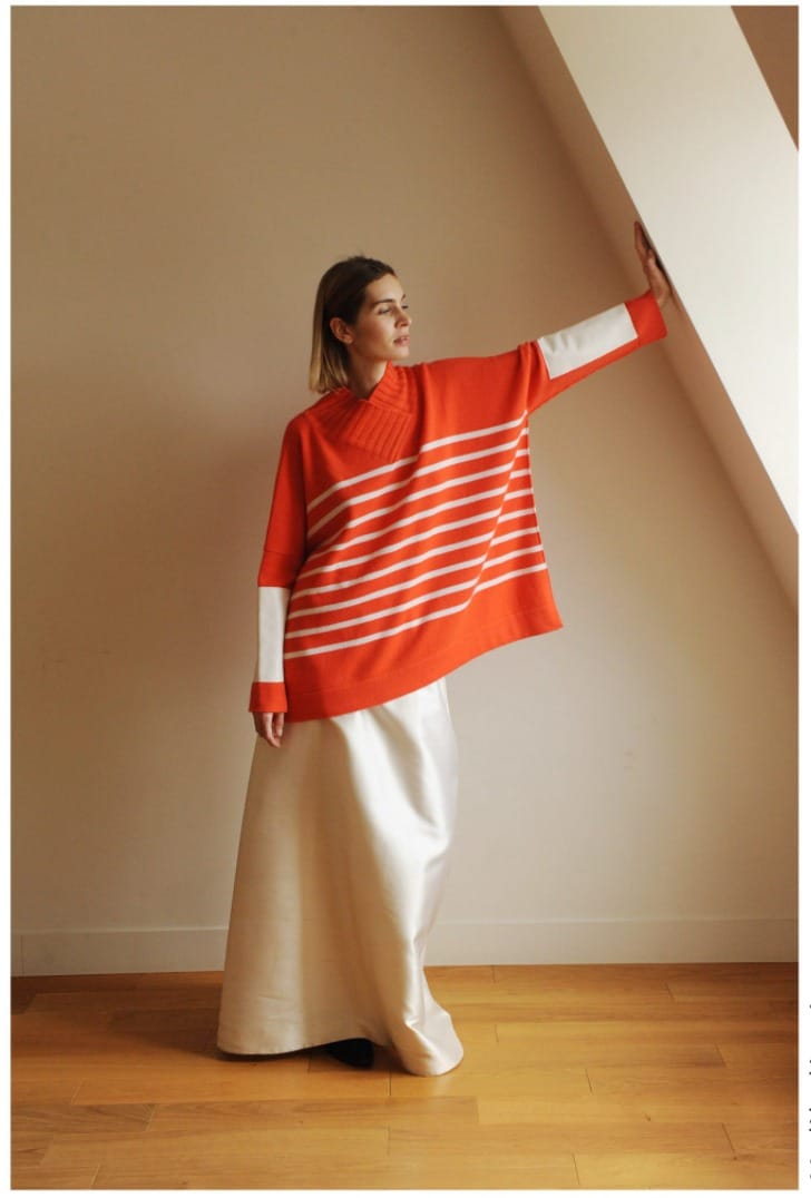 PULL ORANGE RAYE COL V A COTES BRETAGNA – Image 4