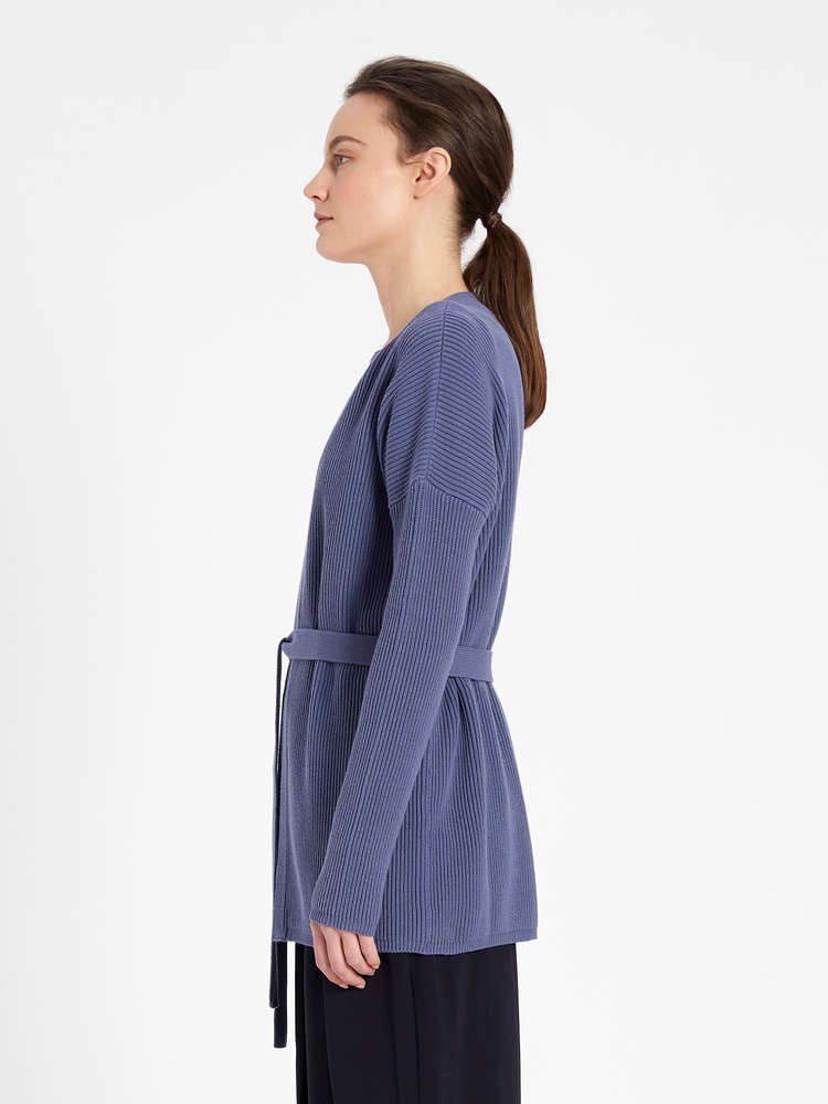 CARDIGAN EN FIL DE COTON MELANGE TAUPE – Image 3