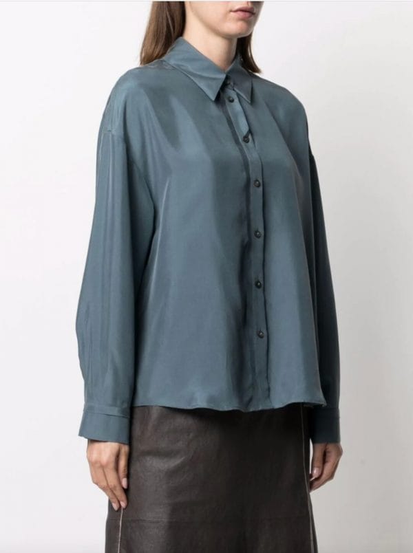 CHEMISE EN SOIE A COL POINTU – Image 2