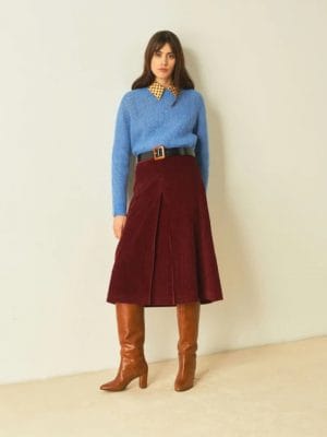 JUPE MIRAMAS EN VELOURS CÔTELÉ STRETCH - BEIGE