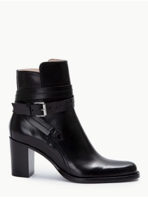 BOTTINES A BOUCLE CUIR NOIR