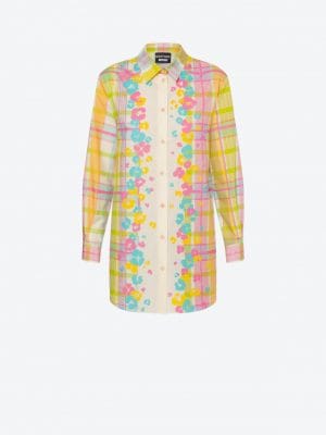 CHEMISE LONGUE EN POPELINE MADRAS ET LÉOPARD FLEURIE