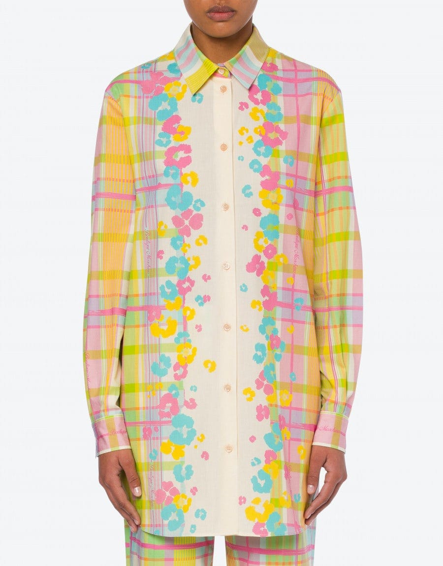 CHEMISE LONGUE EN POPELINE MADRAS ET LÉOPARD FLEURIE – Image 2