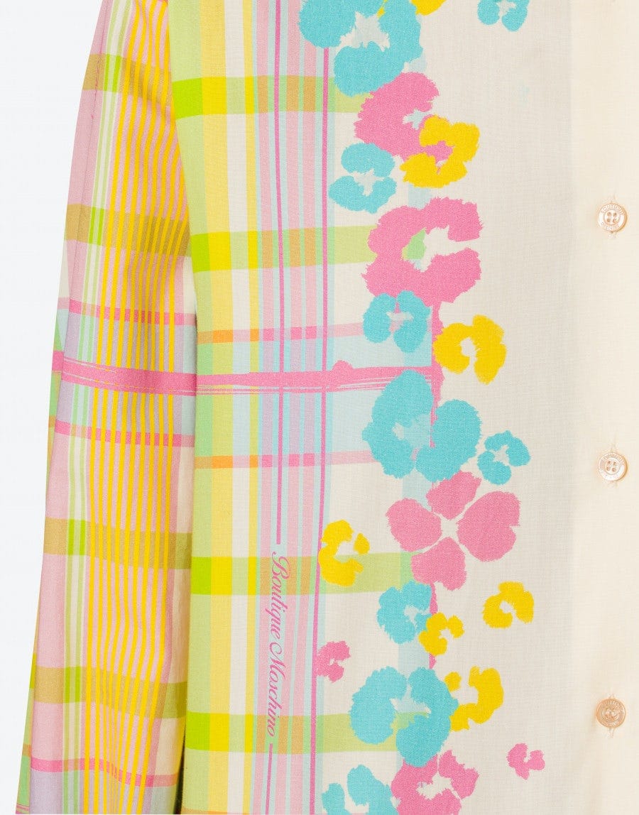CHEMISE LONGUE EN POPELINE MADRAS ET LÉOPARD FLEURIE – Image 4