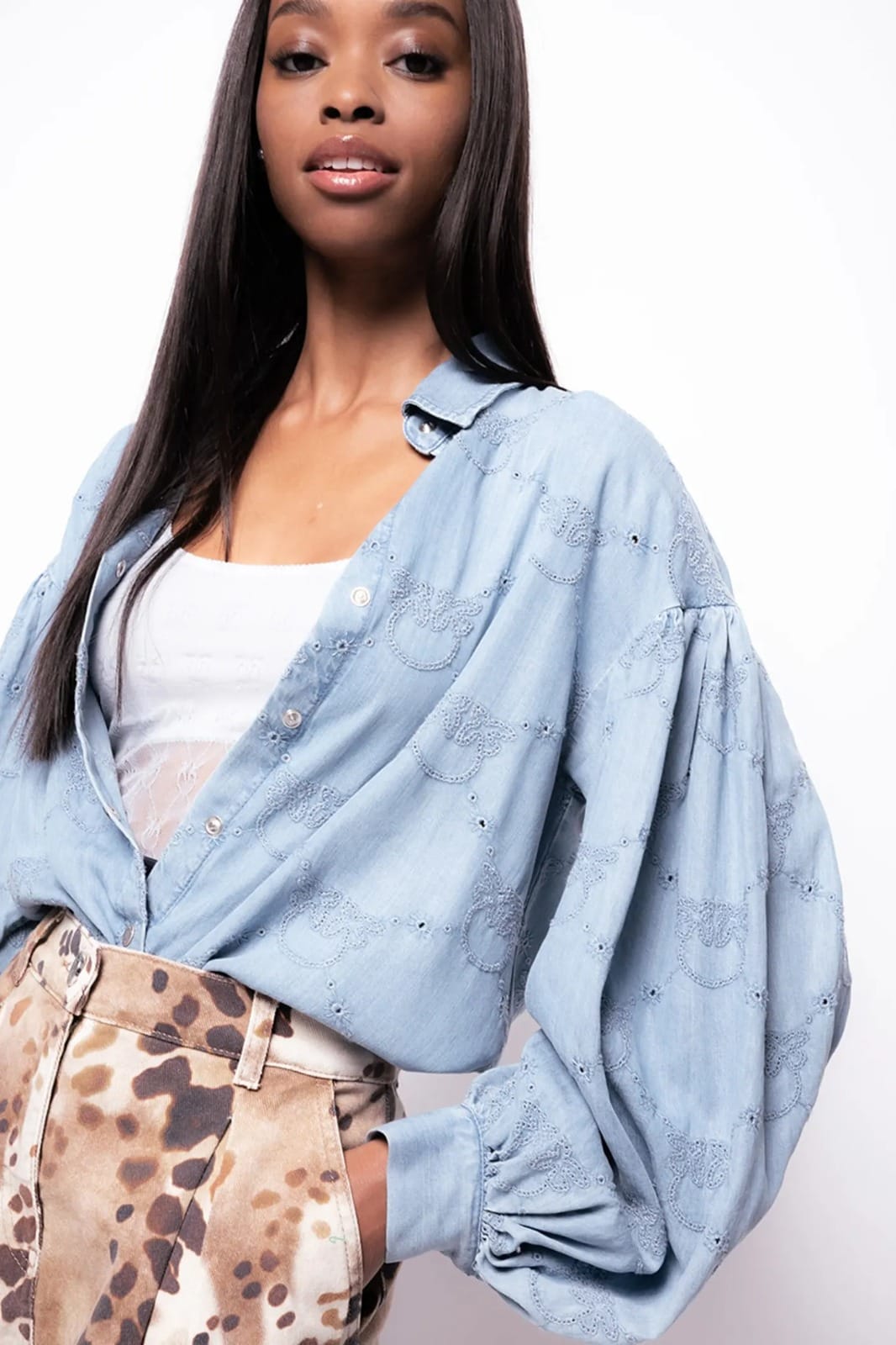 CHEMISE EN BRODERIE ANGLAISE INDIGO