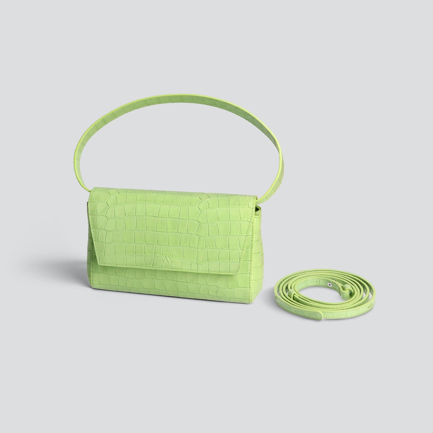 POCHETTE IKON CROCO CITRON VERT
