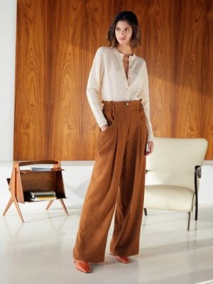 PANTALON CAMEMORO EN LAINE SEERSUCKER STRETCH - TERRA
