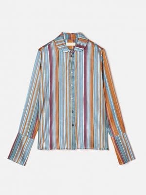 CHEMISE ROVERELLA EN SATIN DE SOIE STRETCH IMPRIMÉE - OCTANE / OLIVE