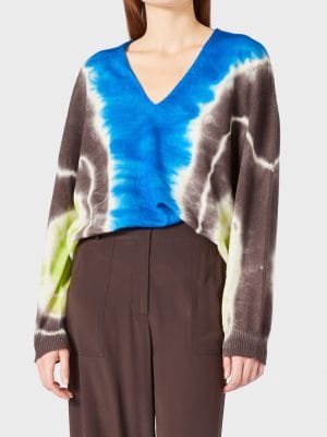 PULL À COL-V EN LAINE TIE-DYE