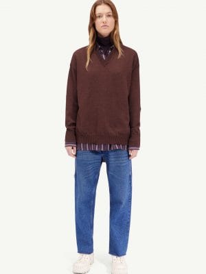 PULL A LOGO 6 AVEC RENFORTS SUR LES COUDES MARRON