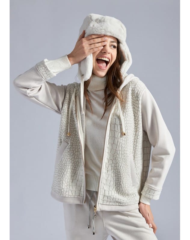 SWEAT-SHIRT PARKA CROCODILE ECRU