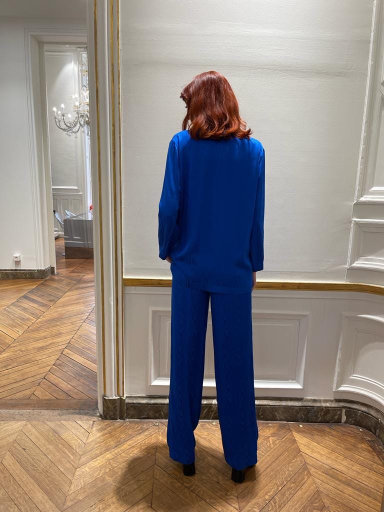 PANTALON EN MOIRE FLUIDE VERT – Image 2