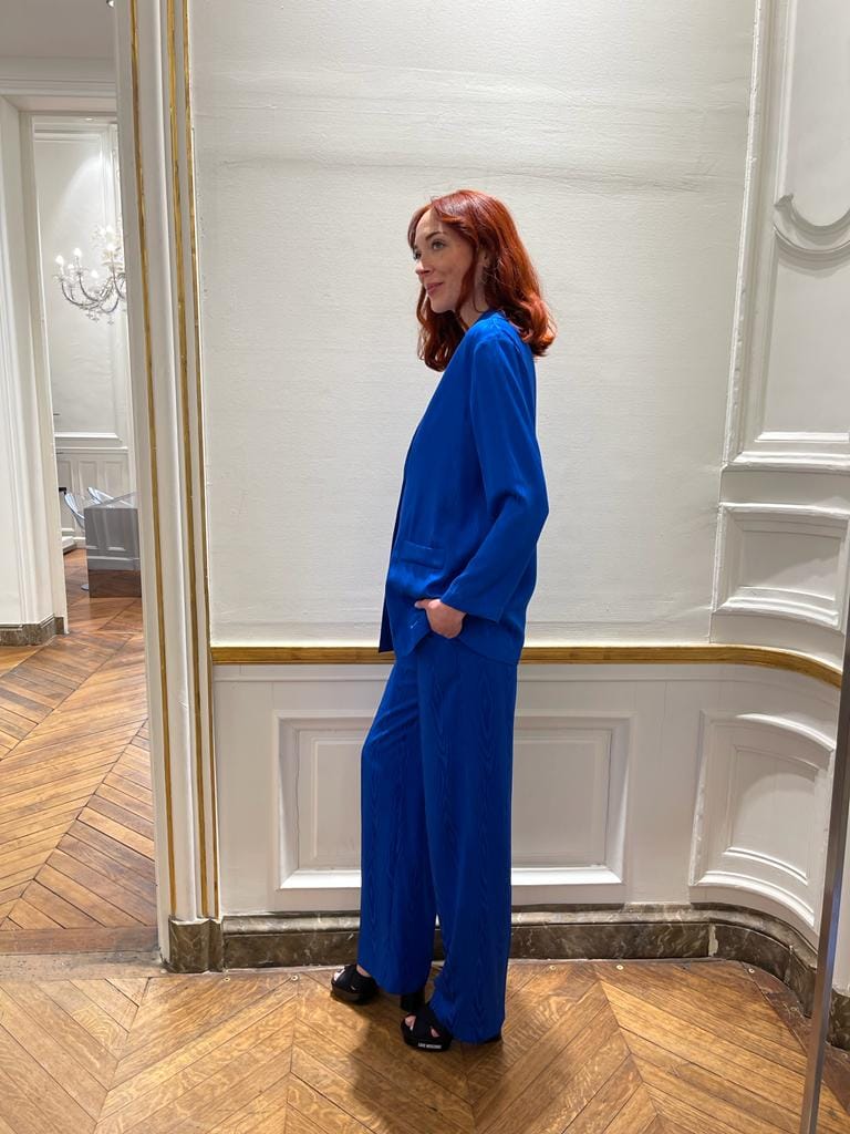 PANTALON EN MOIRE FLUIDE VERT – Image 3