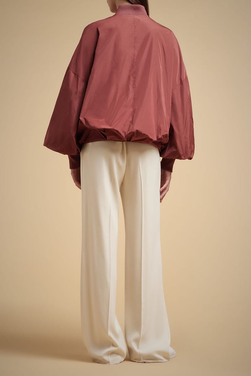 VESTE BOMBER EN TAFFETAS BRIQUE – Image 2