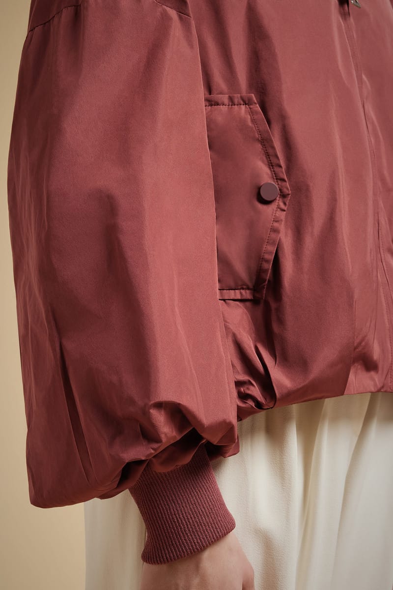 VESTE BOMBER EN TAFFETAS BRIQUE – Image 3