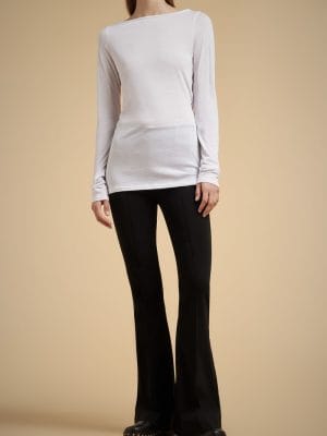 PANTALON EVASE EN VISCOSE STRETCH NOIR