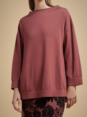 PULL VISCOSE DOUBLE STRETCH BRIQUE