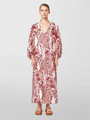 ROBE EN MOUSSELINE À IMPRIMÉ PAYSAGE