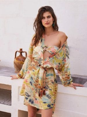 ROBE VIVIETTE EN HABOTAI DE SOIE IMPRIMÉE