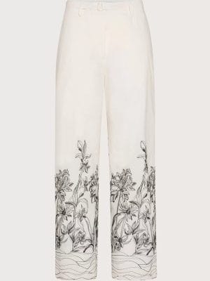 PANTALON CEINTURÉ AVEC BRODERIE