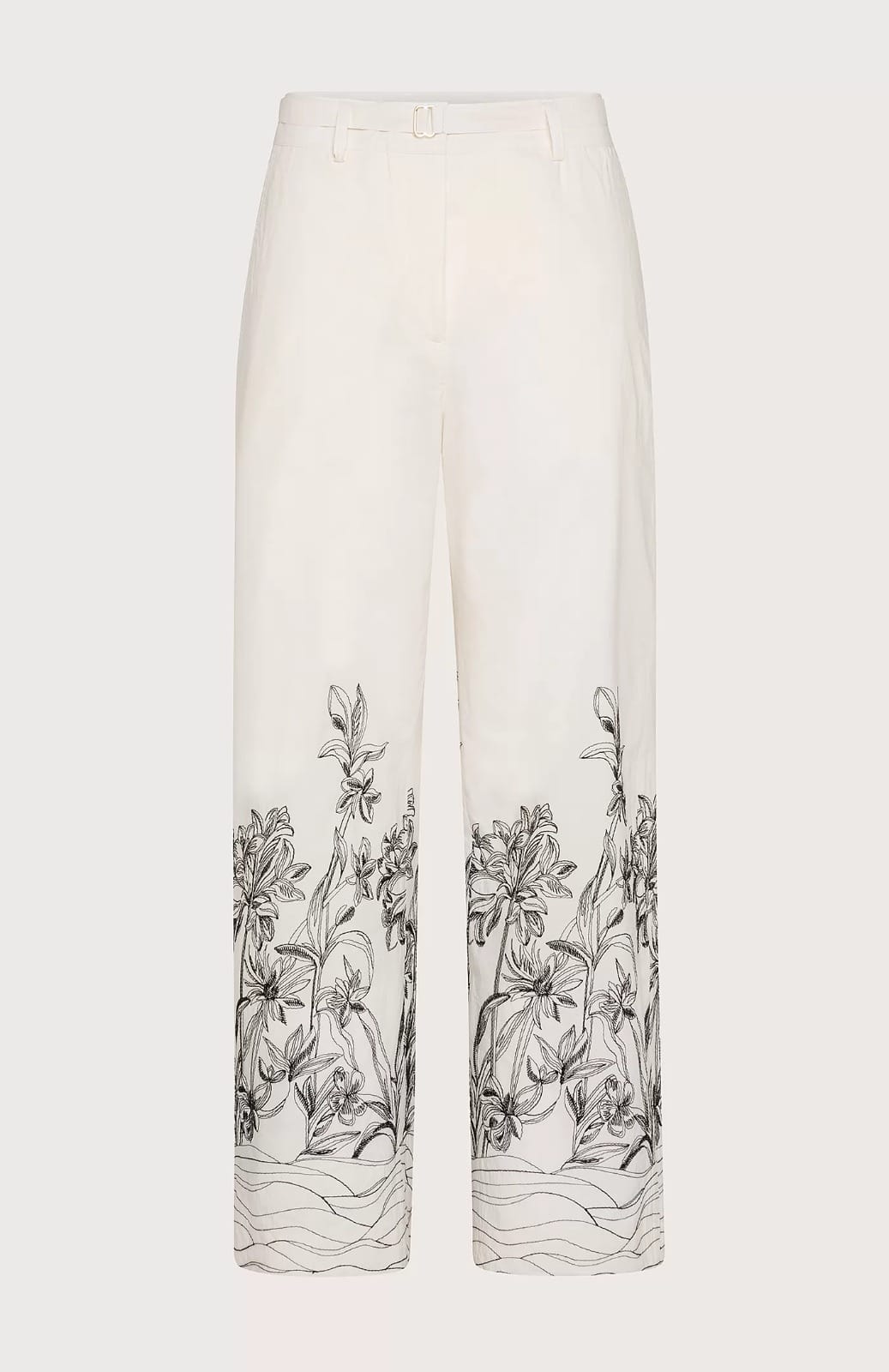 PANTALON CEINTURÉ AVEC BRODERIE