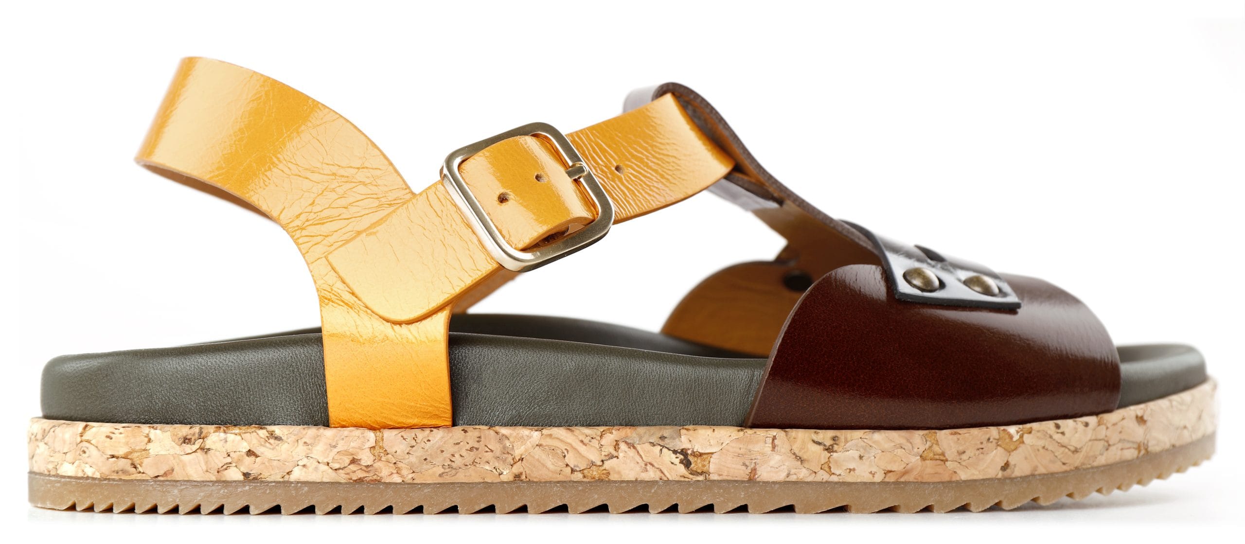 SANDALES YUSMAN MARRON ET OCRE – Image 2