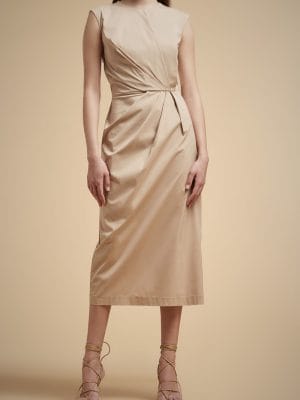 ROBE SANS MANCHES EN TOILE DE COTON BEIGE