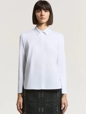CHEMISE EN POPELINE DE COTON STRETCH BLANCHE