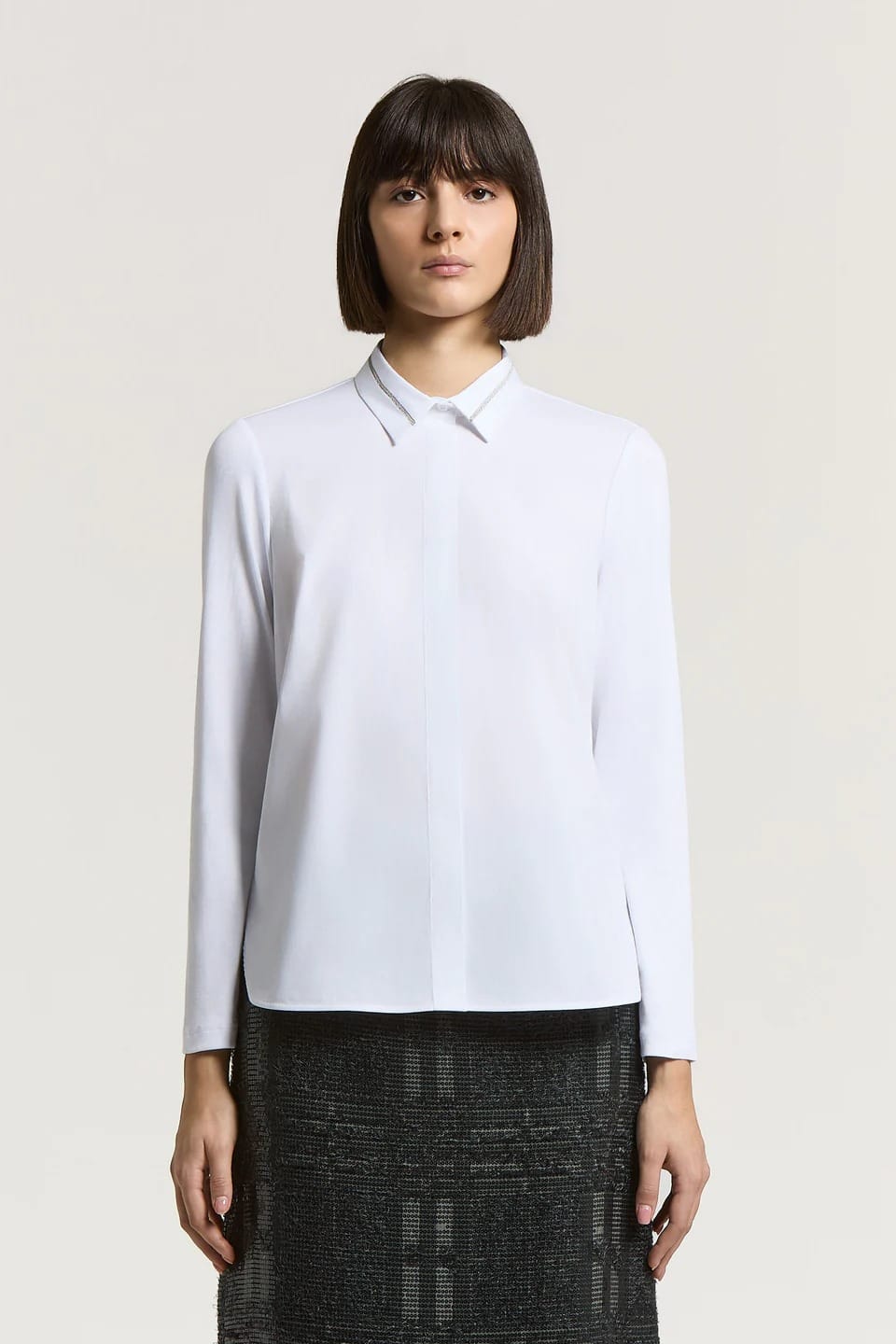 CHEMISE EN POPELINE DE COTON STRETCH BLANCHE