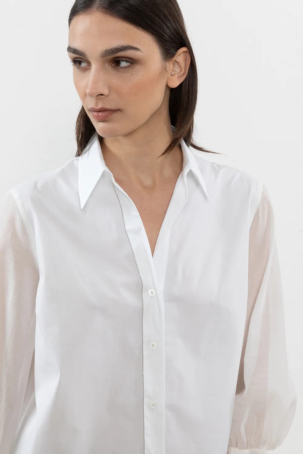 CHEMISE EN POPELINE DE COTON STRETCH BLANCHE – Image 2