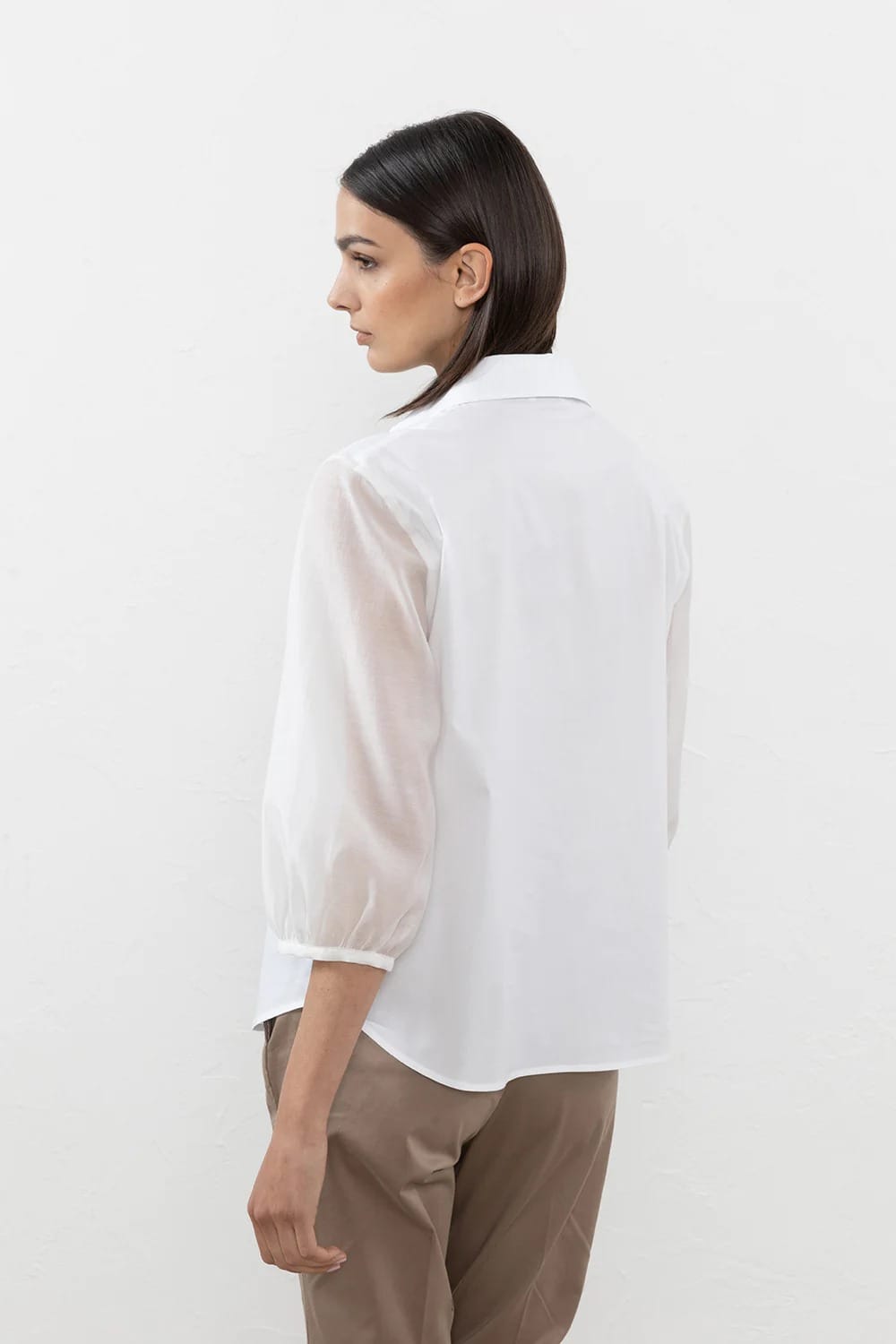 CHEMISE EN POPELINE DE COTON STRETCH BLANCHE – Image 3
