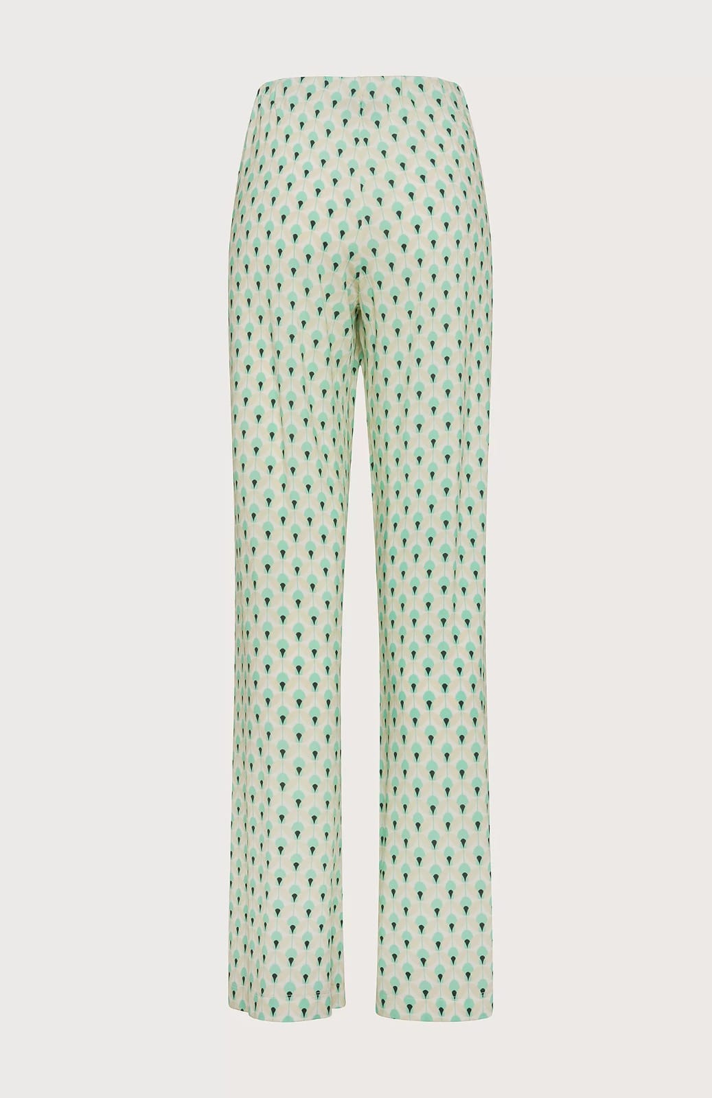 PANTALON LONG DROIT EXTENSIBLE EN JERSEY DE VISCOSE FLUIDE IMPRIMÉ VERT – Image 2