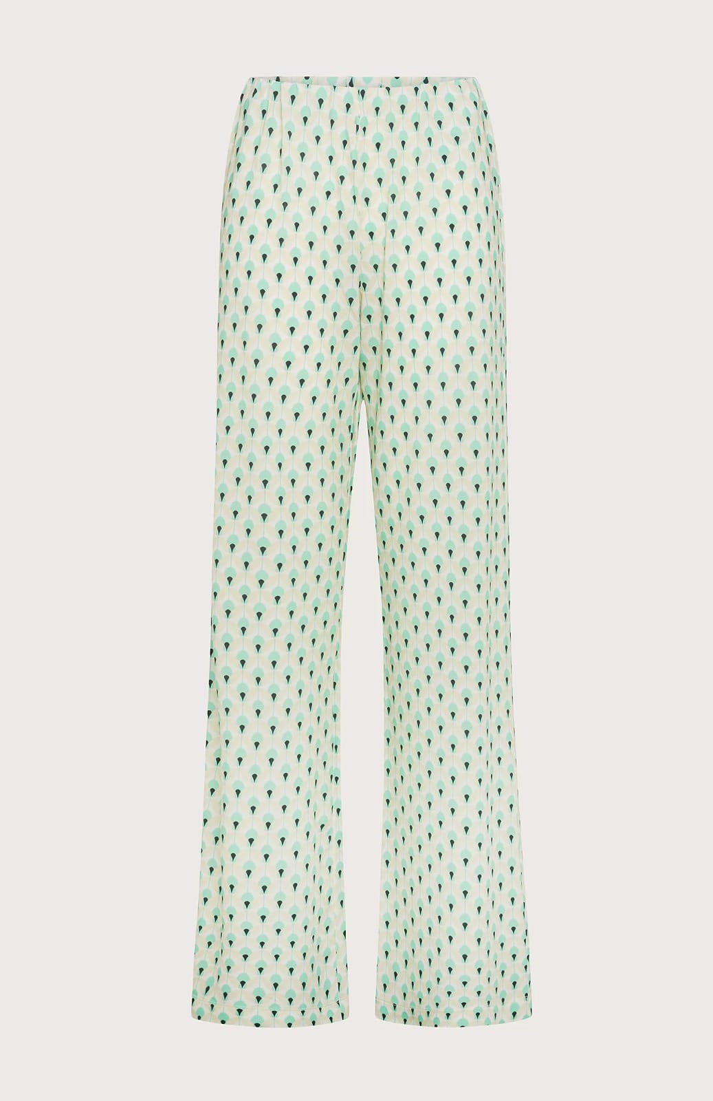 PANTALON LONG DROIT EXTENSIBLE EN JERSEY DE VISCOSE FLUIDE IMPRIMÉ VERT – Image 3