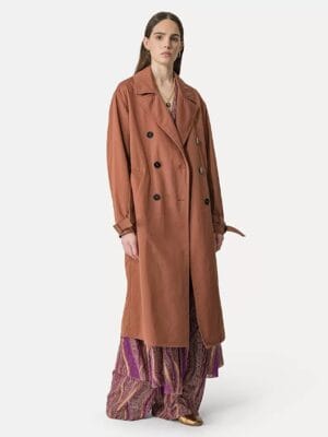 TRENCH EN GABARDINE IMPERMEABLE CACAO
