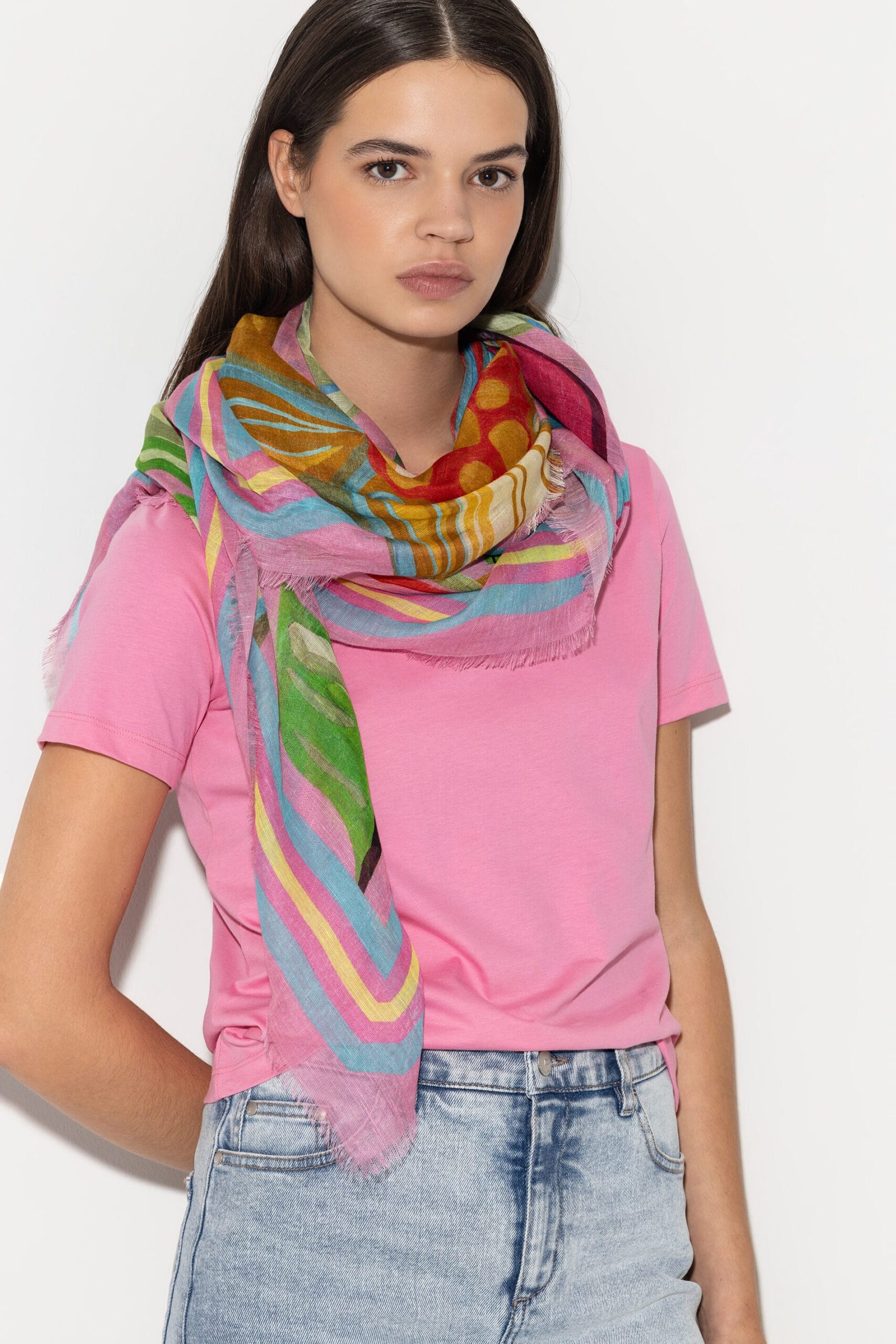 ÉTOLE À IMPRIMÉ CARAÏBES ROSE MULTICOLORE