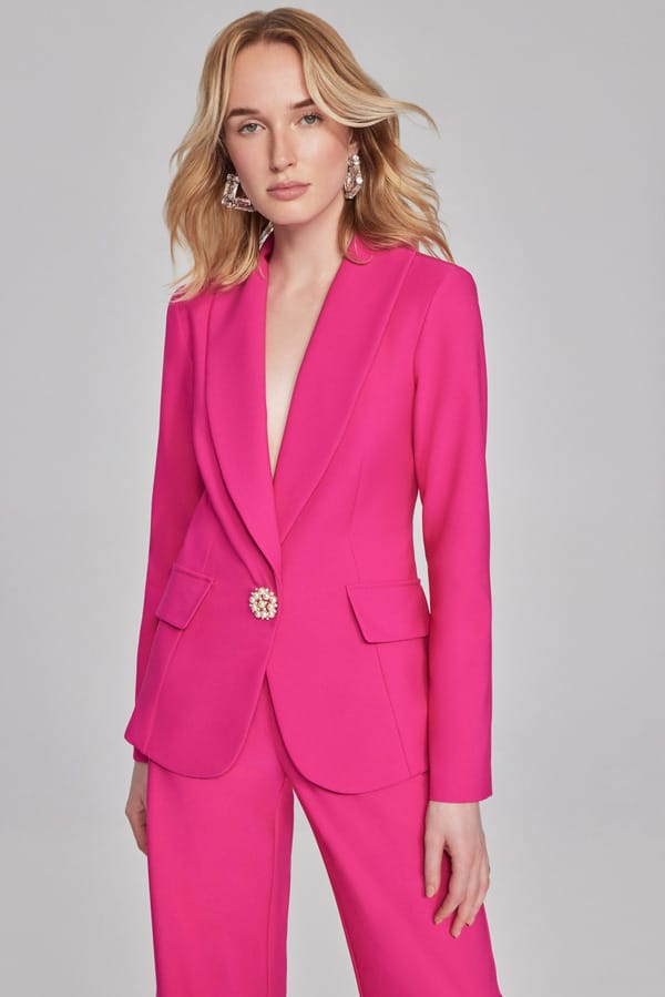 VESTE BOUTON EN PERLES ROSE