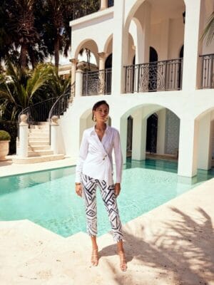 PANTALON 7/8 LIGNES ABSTRAITES