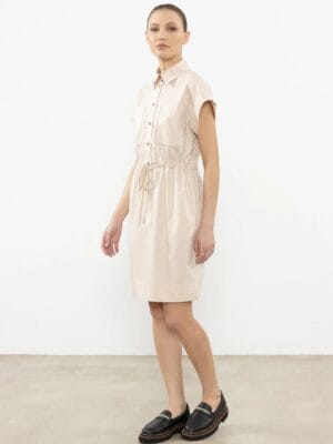 ROBE EN SATIN DE COTON STRETCH LEGER TAUPE