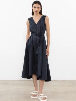 ROBE LONGUE DELICE EN SATIN DE COTON STRETCH BEIGE