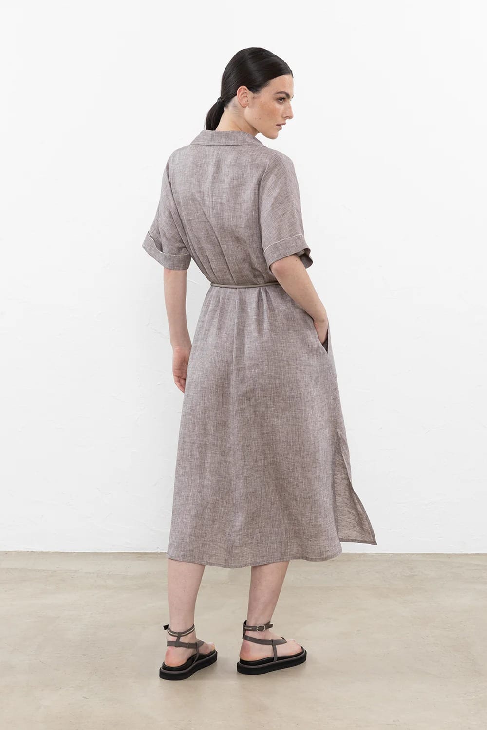 ROBE LONGUE PUR LIN LEGER CIEL – Image 3