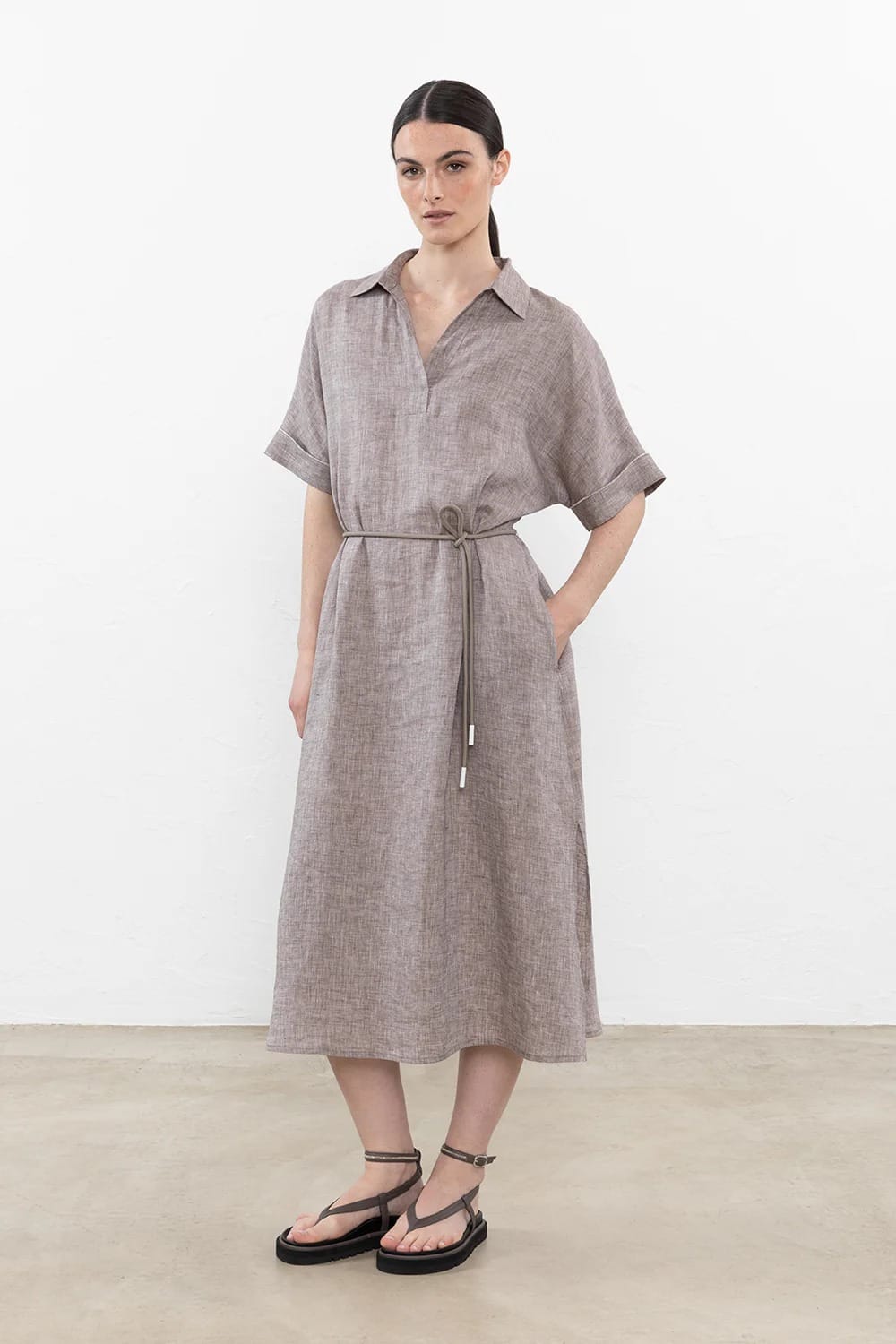 ROBE LONGUE PUR LIN LEGER CIEL