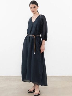 ROBE LONGUE EN VOILE PUR COTON KAKI