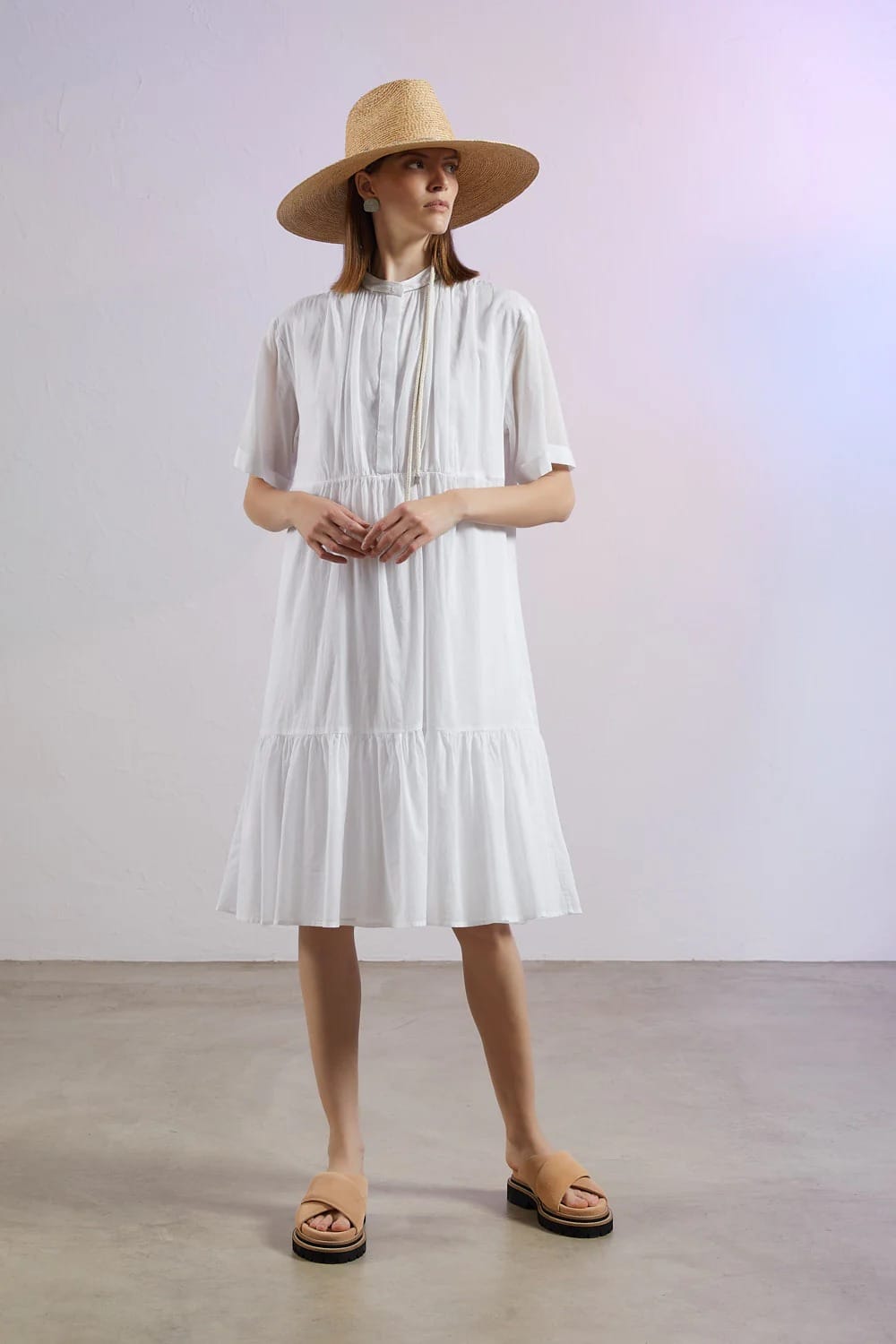 ROBE MIDI EN VOILE PUR COTON ECRITURES