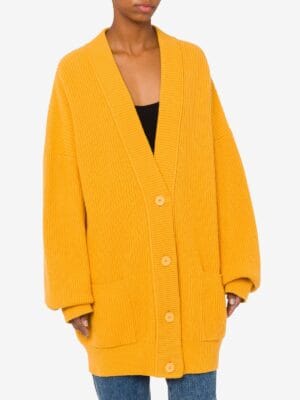 CARDIGAN OVERSIZE PEACE SYMBOL PATCH JAUNE